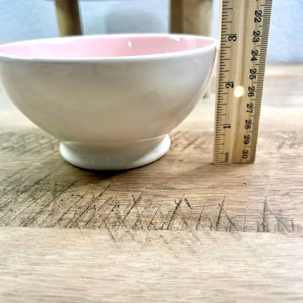 NWT Rae Dunn FELICES PASCUAS Spanish  Español white Pink Glossy Ceramic Bowl